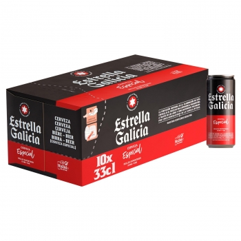 Cerveza Estrella Galicia especial pack de 10 latas 33 cl.
