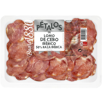Lomo de Cebo Ibérico 50% Raza Ibérica en lonchas Boadas 1880 sin gluten 80 g