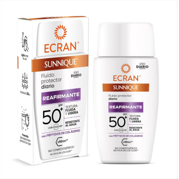 Crema solar facial reafirmante SPF50+ Sunnique Ecran 40 ml.