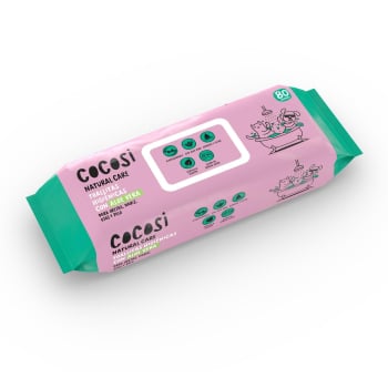 Toallitas de limpieza para mascotas biodegradables con aloe vera Cocosi 80 uds.
