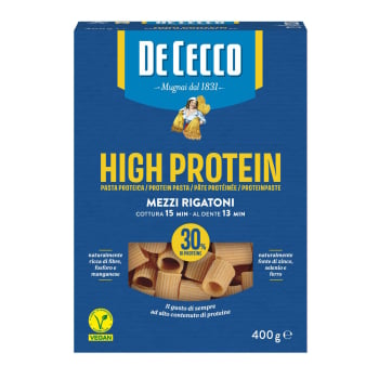 Pasta mezzi rigatoni alta en proteínas De Cecco 400 g.