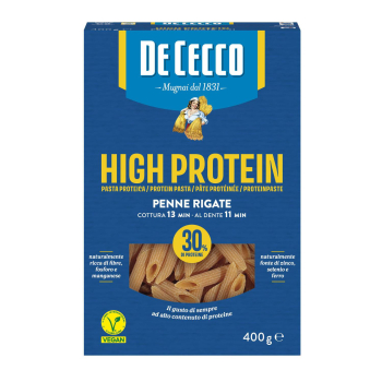 Pasta penne rigate alta en proteínas De Cecco 400 g.