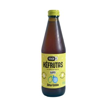 Bebida fermentada con probióticos kefrutas sabor lima limón ecológica Víver sin gluten y sin lactosa 330 ml.