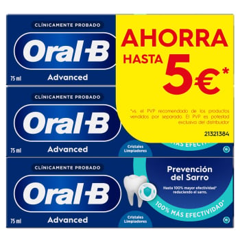 Dentrifico Advanced prevención del sarro Oral-B pack 3 unidades 75 ml. 3 x 75 ml