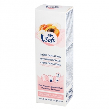 Crema depilatoria con aceite de semilla de albaricoque y manteca de karité para pieles normales Carrefour Soft 