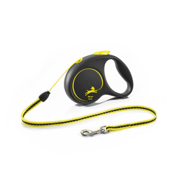 Correa cordón retráctil para perros máximo 12 kg, Talla S, 5M, Flexi Fun, Negro/Neón