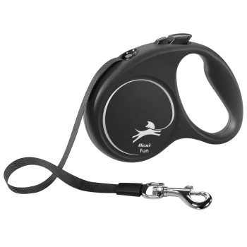 Correa cinta retráctil para perros máximo 15 kg, Talla S, 5M, Flexi Fun, Negro