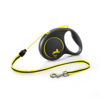 Correa cordón retráctil para perros máximo 20 kg, Talla M, 5M, Flexi Fun, Negro/Neón