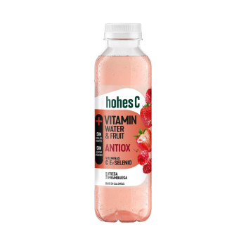 Agua vitaminada antiox Hohes C sabor fresa y frambuesa sin azúcar añadido botella 50 cl.