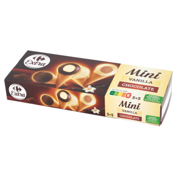 Mini conos de chocolate negro y chocolate blanco Carrefour Extra 10 uds.