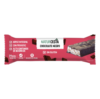 Barrita de arroz con chocolate negro Natur Cesta sin gluten 18 g.