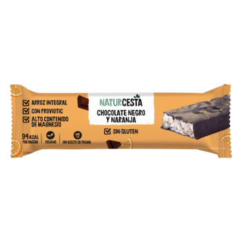 Barrita de arroz integral con chocolate y naranja Naturcesta sin gluten 18 g.