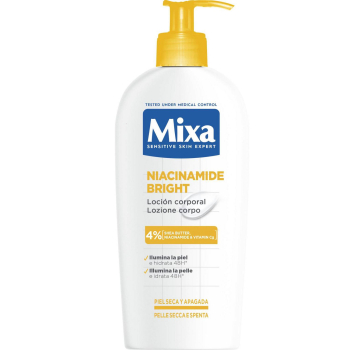 Crema corporal hidratante antimanchas Niacinamida Luminosa Mixa 250 ml.