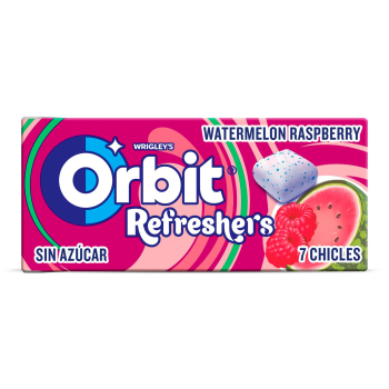 Chicles sabor sandía y frambuesa sin azúcar 16 g.