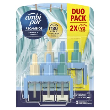 Recambio de ambientador eléctrico aroma a limpio Ambi Pur 2 ud.
