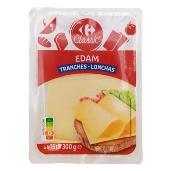 Queso edam en lonchas Carrefour Classic 300 g.