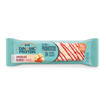 Barrita protéica de chocolate blanco y fresa Dinamic Protein sin azúcar añadido 55 g.