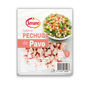 Pechuga de pavo en dados Serrano sin gluten y sin lactosa 150 g