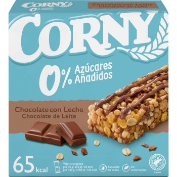 Barritas de cereales con chocolate Corny pack de 6 unidades de 20 g.