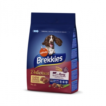 Pienso de buey para perros adultos Brekkies 3 Kg.