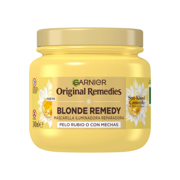 Mascarilla reparadora iluminadora para pelo rubio o con mechas Blonde Remedy Garnier Original Remedies 340 ml.