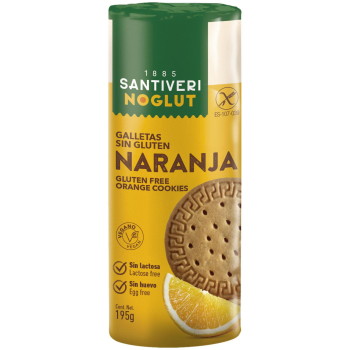 Galletas digestive de naranja Santiveri sin gluten y sin lactosa 195 g.