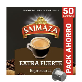 Café cápsulas expresso extra fuerte Saimaza compatible con Nespresso 50 ud.