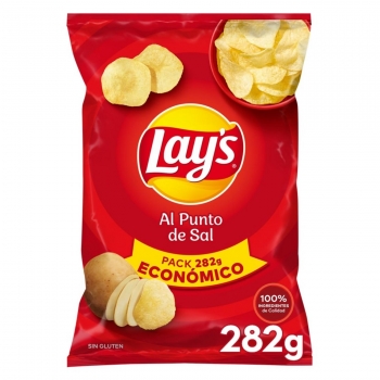 Patatas fritas al punto de sal Lay's sin gluten y sin lactosa 282 g.