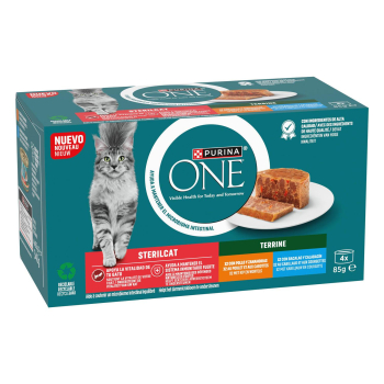 Comida húmeda esterilizado para gatos Purina One pack de 4 latas de 85 g. 4 x 85 g