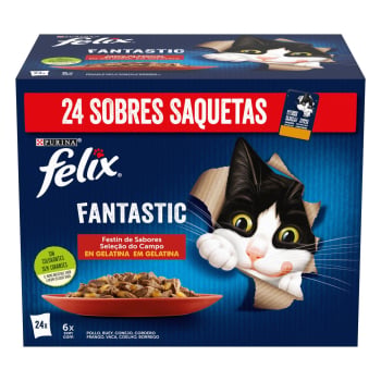 Comida húmeda en gelatina festín de sabores para gatos Purina Felix Fantastic 24x85 g