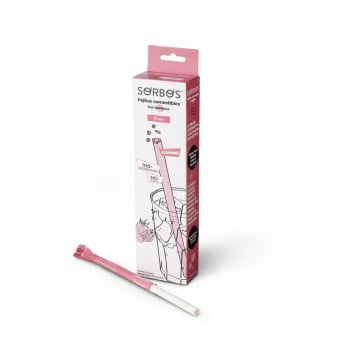 Pajita comestible sabor fresa Sorbos sin gluten 16 ud.