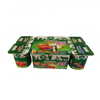 Bífidus desnatado con frutas de fresa, frutas del bosque, manzana y pera sin azúcar añadido Carrefour Classic' pack de 8 unidades de 125 g.