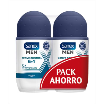 Desodorante roll-on active control Sanex Men pack 2 unidades de 50 ml.