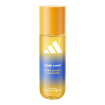 Agua de colonia cabello y cuerpo serena lavanda y acogedora vainilla Chill Zone Adidas Vibes 236 ml.