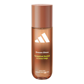 Agua de colonia cabello y cuerpo avellana caramelizada y dulce cacao Dream Glaze Adidas Vibes 236 ml.