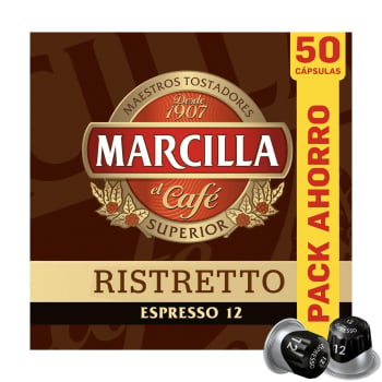 Café cápsulas ristretto Marcilla compatible con Nespresso 50 ud.