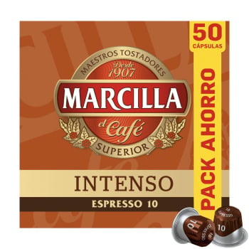 Café cápsulas intenso Marcilla compatible con Nespresso 50 ud.