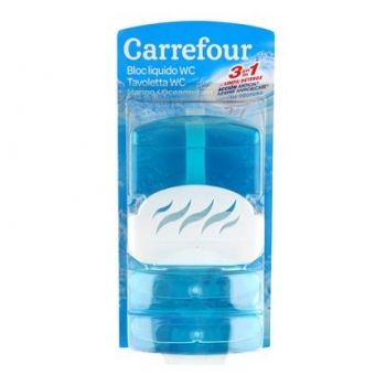Colgador WC líquido azul Carrefour pack de 3 unidades de 55 ml.