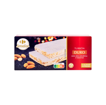 Turrón duro Carrefour Sensation sin gluten 250 g.