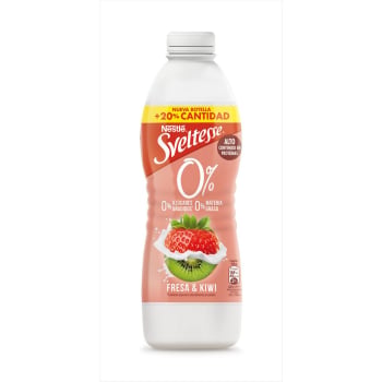 Yogur líquido desnatado con fresa y kiwi Nestlé Sveltessv sin gluten 900 g.
