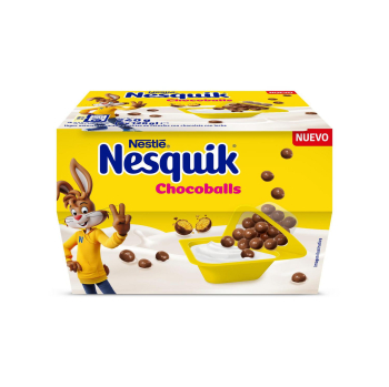 Yogur natural azucarado y bolitas de cereales con chocolate con leche Nesquik Nestlé pack de 2 unidades de 120 g. 2 x 120 g
