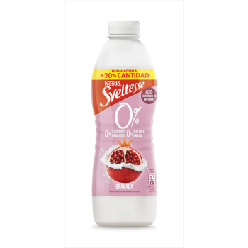 Yogur líquido desnatado con granada Nestlé Sveltessv sin gluten 900 g.