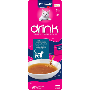 Bebida de Salmón y L-Carnitina para gato Vitakraft 5x30 g.