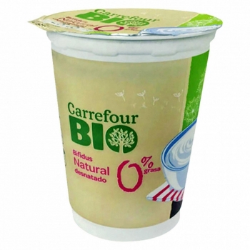 Yogur bífidus desnatado natural ecológico Carrefour Bio 500 g.