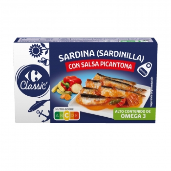 Sardinillas con salsa picantona Classic Carrefour 60 g.