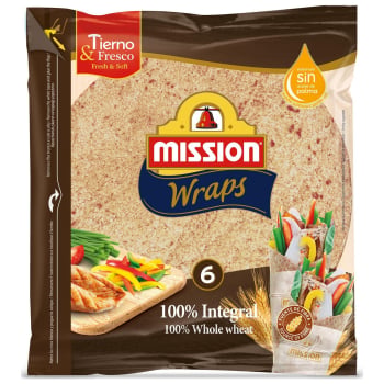 Wraps tortillas de trigo integrales Mission sin aceite de palma 6 ud.