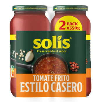 Tomate frito estilo casero Solis sin gluten pack de 2 tarros de 550 g. 2 x 550 g