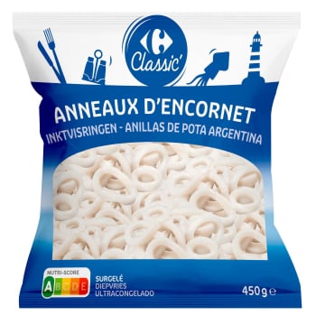 Anillas de pota argentina congelada Carrefour Classic 450 g.