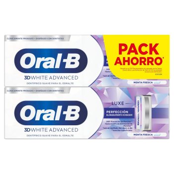 Dentífrico blanqueamiento avanzado 3D White Advanced Luxe Perfection Oral-B pack de 2 unidades de 75 ml. 2 x 75 ml