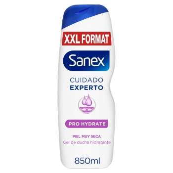 Gel de ducha hidratante pro hydrate piel muy seca Cuidado Experto Sanex 900 ml.